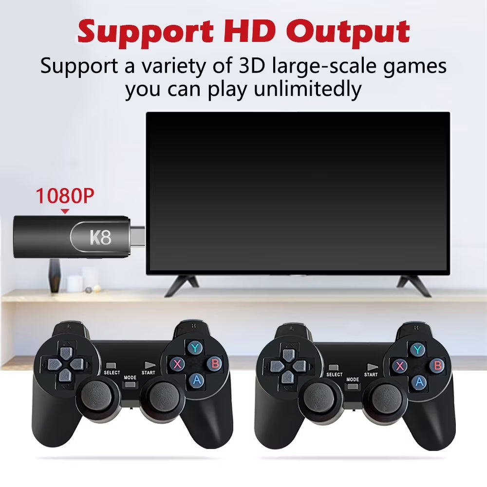 K8 2.4G Wireless Controllers External Retro Game Stick. 64G, Black