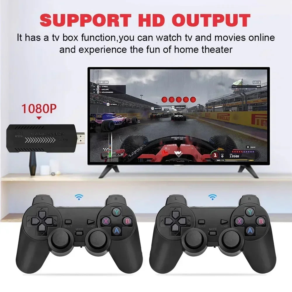 X2 plus Game Stick 4K HD 2.4G Retro Video Game Console Wireless Controller TV 50 Emulator for PS1/N64/DC 128G Games