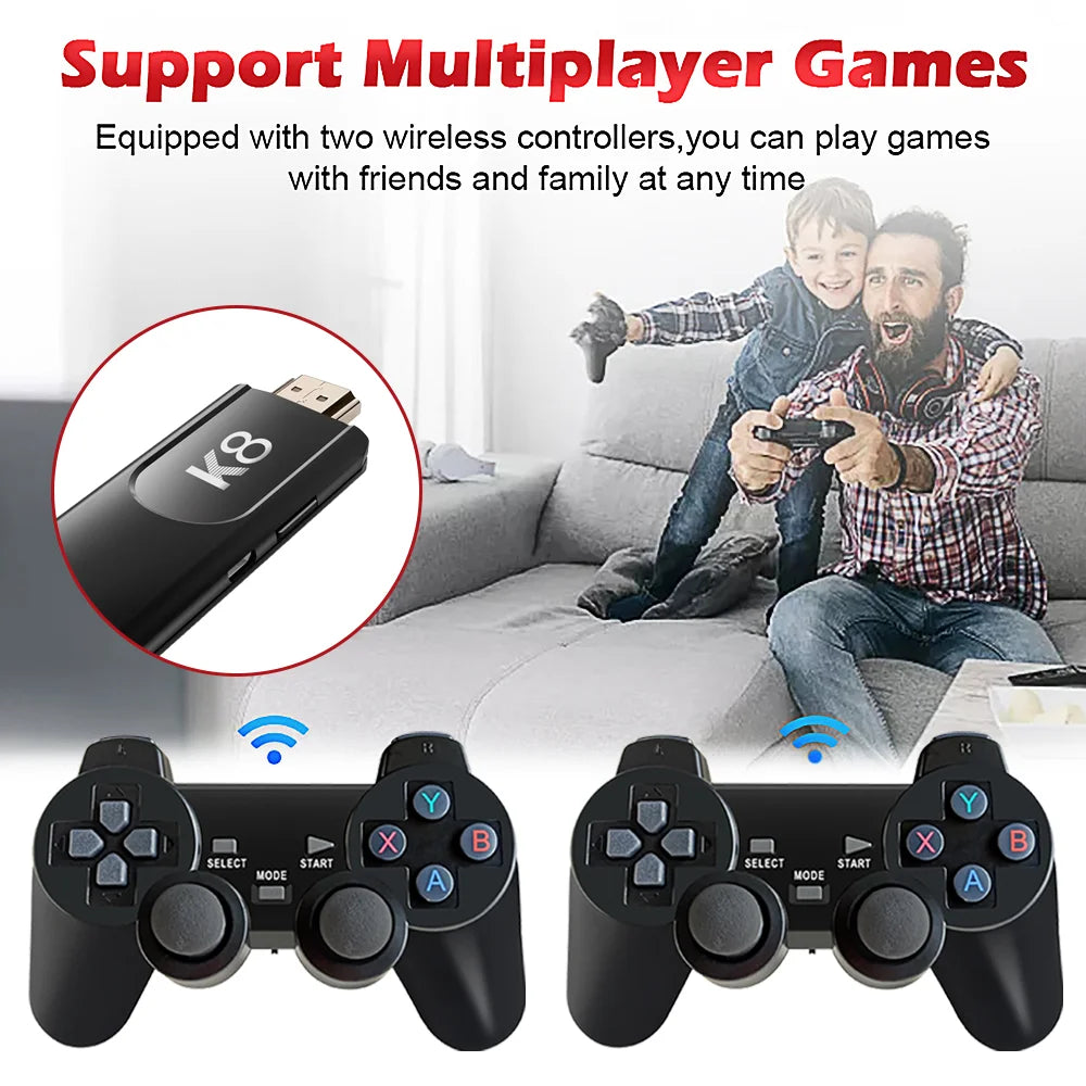 K8 2.4G Wireless Controllers External Retro Game Stick. 64G, Black