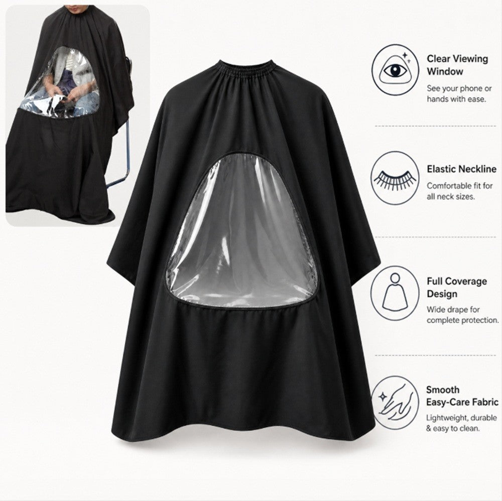 Hair Cutting Cape with Viewing Window Barber Salon Haircut Drape Client Cape