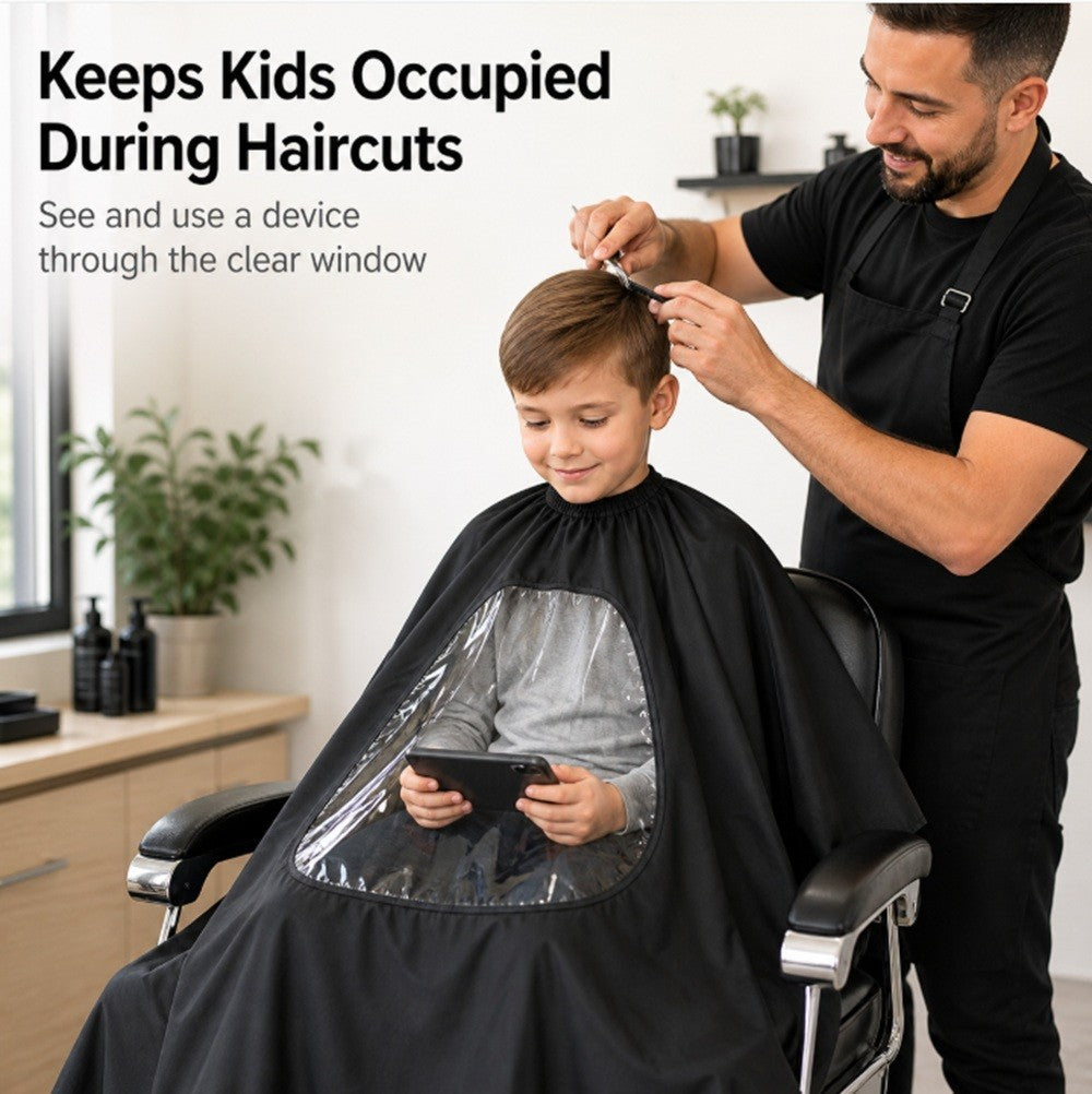Hair Cutting Cape with Viewing Window Barber Salon Haircut Drape Client Cape