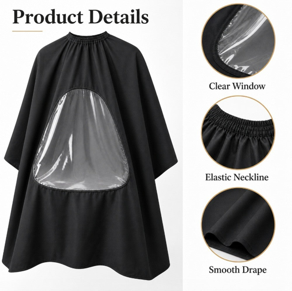 Hair Cutting Cape with Viewing Window Barber Salon Haircut Drape Client Cape